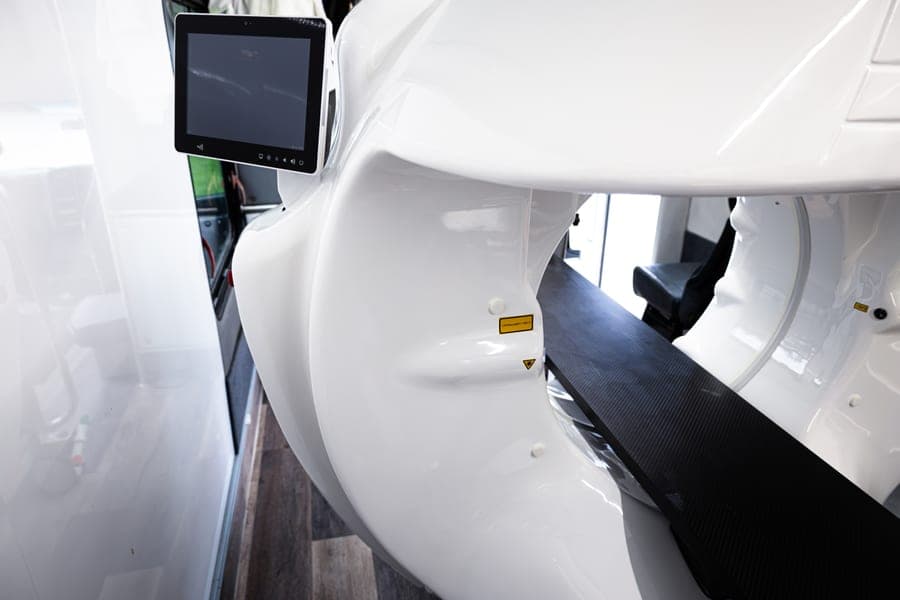 Control screen next to the CT scanner gantry